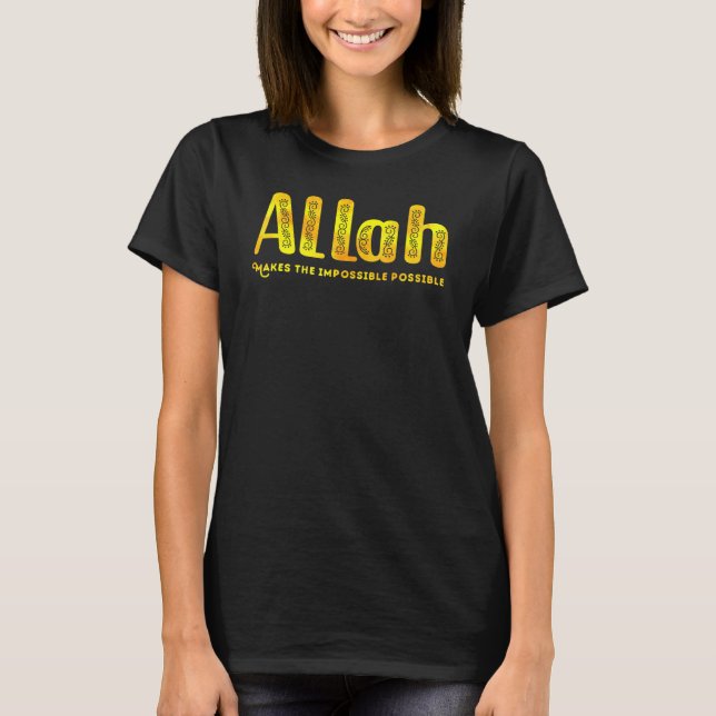 Allah gör det omöjligt för Islamiska Guld D T Shirt (Framsida)