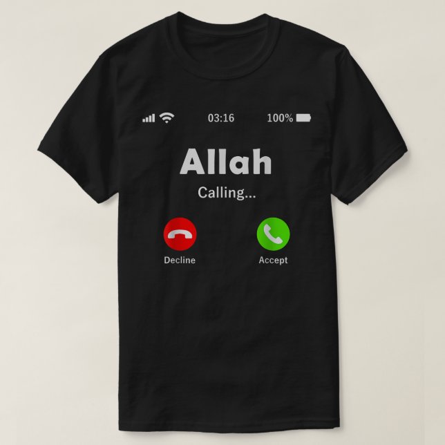 Allah kallar islamisk muslimsk Religiösa "Whit Pho T Shirt (Design framsida)