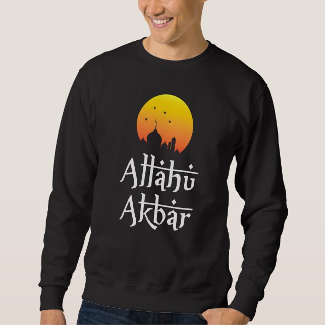 Allahu Akbar Islamic Theme Ramadan för muslimsk Lång Ärmad Tröja (Framsida)