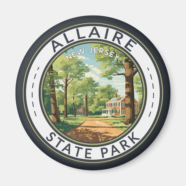 Allaire State Park New jersey Travel Art Badge Magnet (Framsidan)