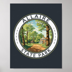 Allaire State Park New jersey Travel Art Badge Poster