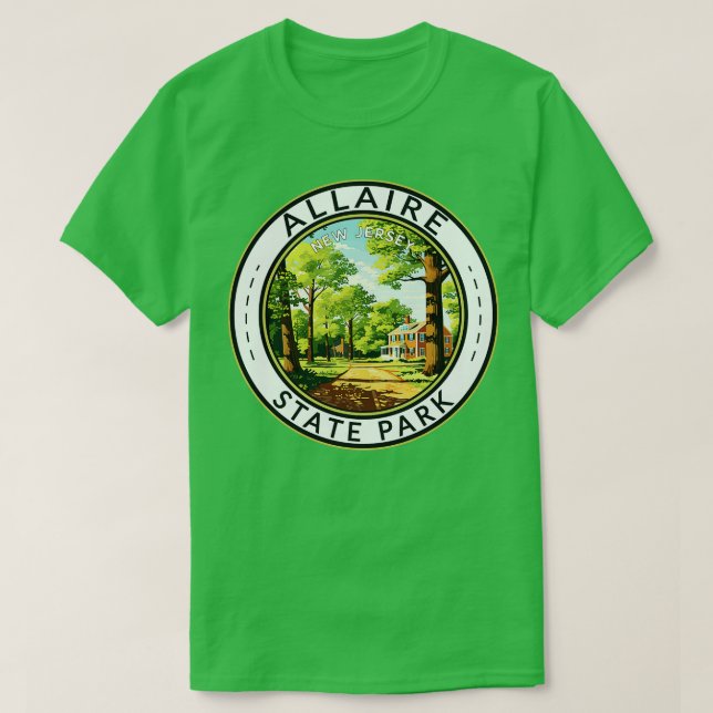 Allaire State Park New jersey Travel Art Badge T Shirt (Design framsida)