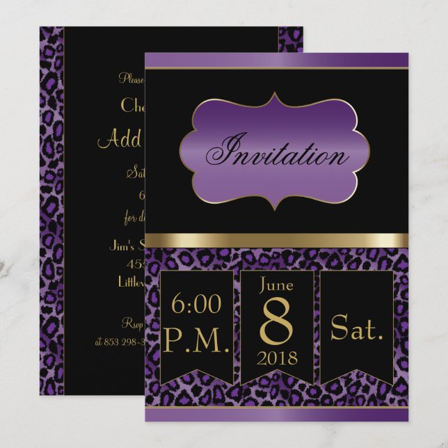Allaktivitet Inbjudan till fest - Leopard | Gör-de (Fram/baksida)
