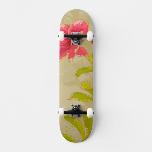 Allamandablomma på tonad bakgrund skateboard bräda 20,5 cm (Framsida)