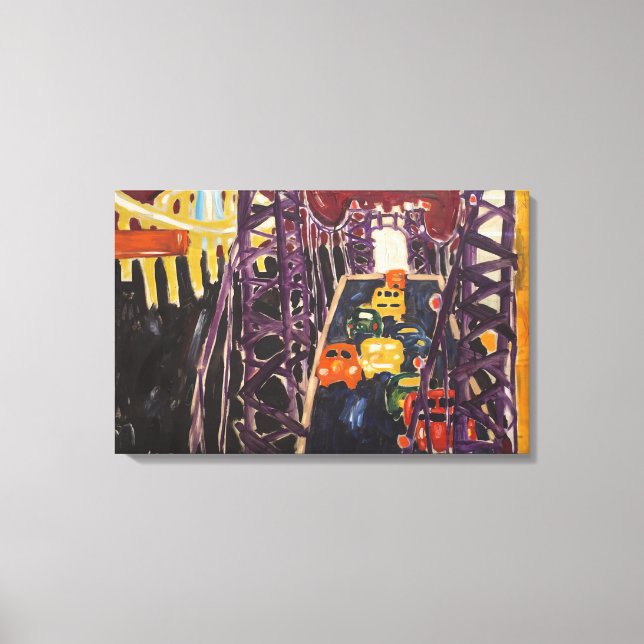 Allan Kaprow - George Washington Bridge, med Cars Canvastryck (Framsida)