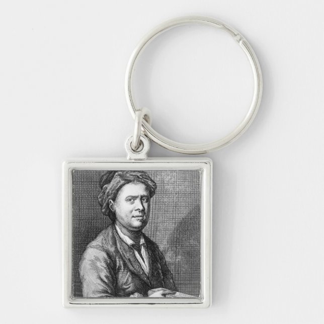 Allan Ramsay Fyrkantig Silverfärgad Nyckelring (Framsidan)