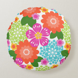 Allana Garden Hawaiian Graphical Blommigt - Bright Rund Kudde
