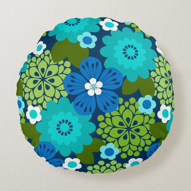 Allana Garden Hawaiian Graphical Blommigt - flotta Rund Kudde (Framsidan)