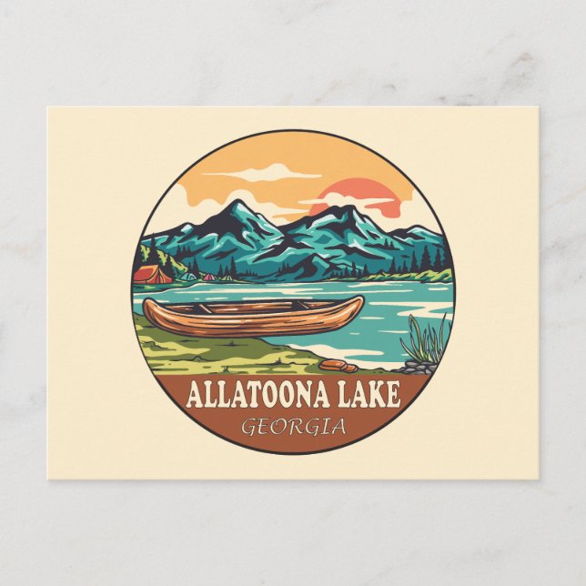 Allatoona Sjö Georgia Boating Fishing Emblem Vykort (Framsida)