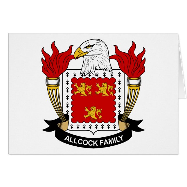 Allcock familjvapensköld hälsningskort (Framsidan Horizontal)
