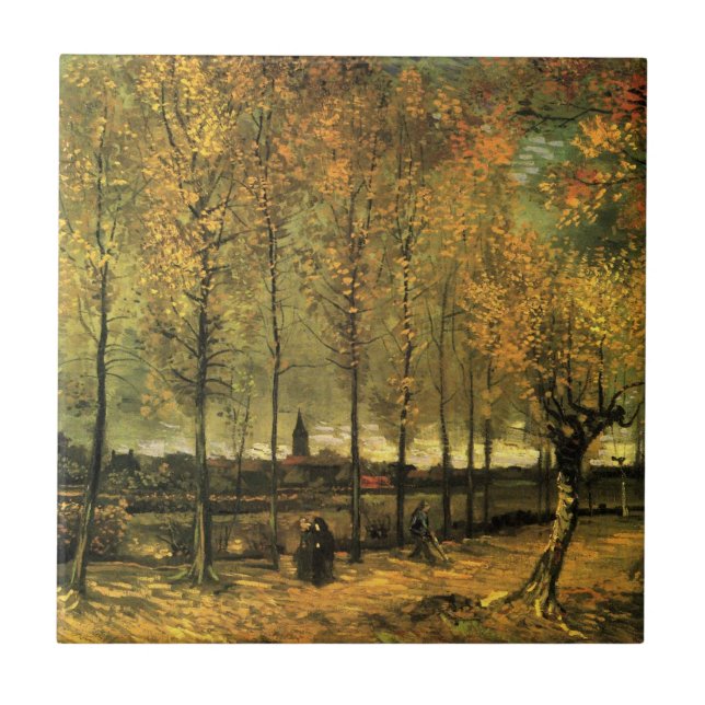 Allé med popplar av Vincent van Gogh Kakelplatta (Framsidan)