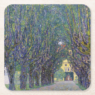 Allee at Schloss Kammer, Gustav Klimt Underlägg Papper Kvadrat