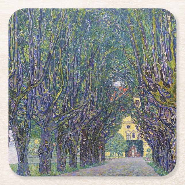Allee at Schloss Kammer, Gustav Klimt Underlägg Papper Kvadrat (Framsidan)