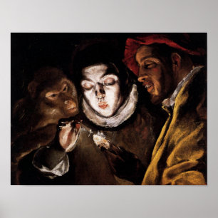 Allegering med pojkbelysning av ljus av El Greco Poster