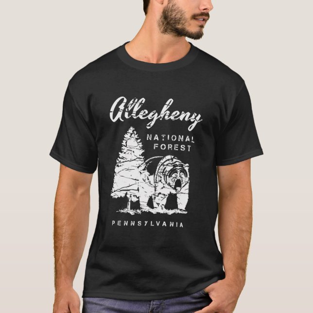 Allegheny National Forest Bear Pennsylvania Vacati T Shirt (Framsida)
