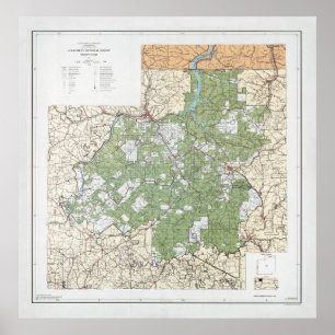 Allegheny National Forest Karta (1974) Pennsylvani Poster