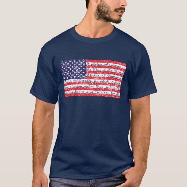 Allegialitetspension i den amerikanska Flagga T Shirt (Framsida)
