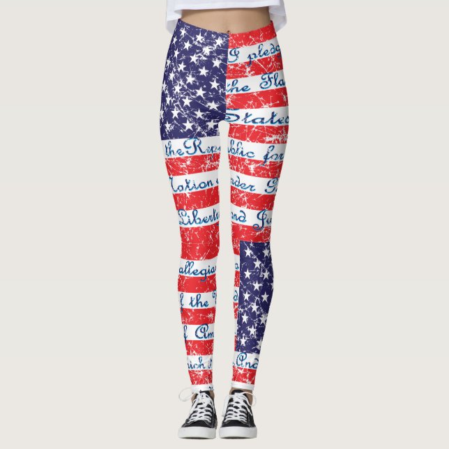 Allegiansens utfästelse USA flagga Leggings (Framsida)