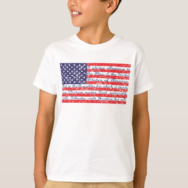Allegience American Flagga löfte T Shirt (Framsida)