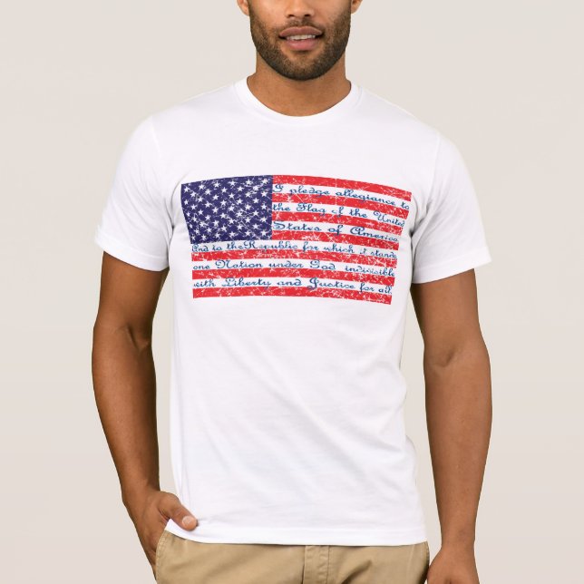 Allegience USA flagga utfästelse T Shirt (Framsida)