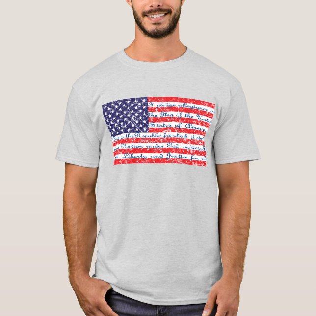Allegience USA flagga utfästelse T Shirt (Framsida)