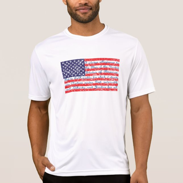 Allegience USA flagga utfästelse T Shirt (Framsida)
