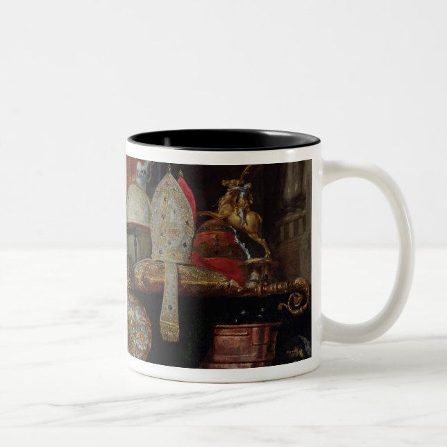 Allegori av fåfänga av världen, 1663 Två-Tonad mugg (Höger)