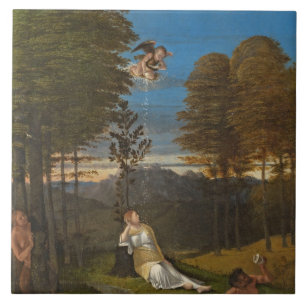 Allegori av kyskhet, C. 1505 (olja på panel) Kakelplatta