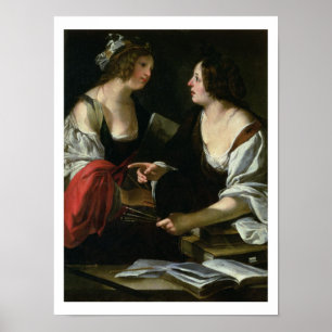 Allegori av målning och arkitektur, c.1620 (olja poster