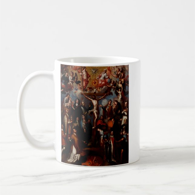 Allegori över korsfästelsen med jesuithelgon  kaffemugg (Vänster)