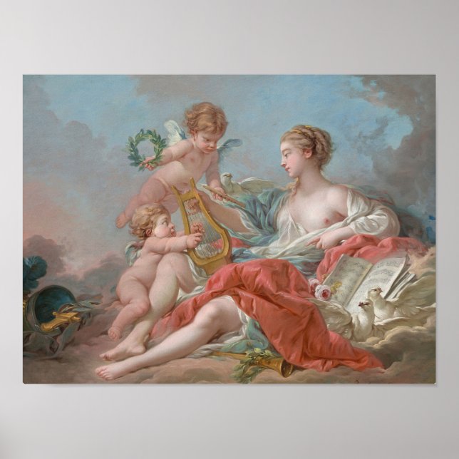 Allegori över musik av Francois Boucher Tryck (Framsidan)