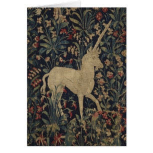 Allegorical "Millefleurs" Tapestry med djur Hälsningskort
