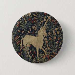 Allegorical "Millefleurs" Tapestry med djur Knapp