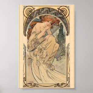 Allegorie de la Musique av Alphonse Mucha T-Shirt Poster