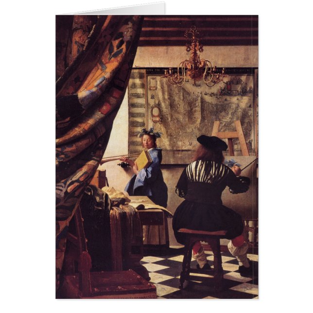 Allegorin av målning av Johannes Vermeer Hälsningskort (Framsidan)