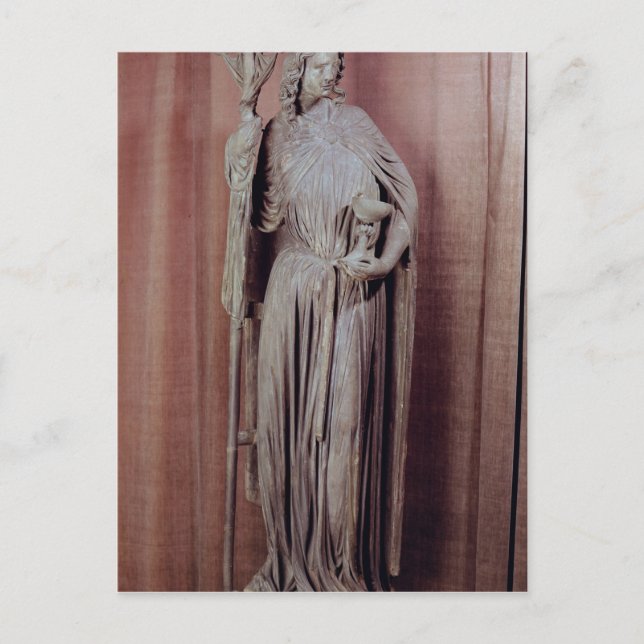 Allegoriskt figur i kyrkan som håller en kyrka vykort (Framsida)