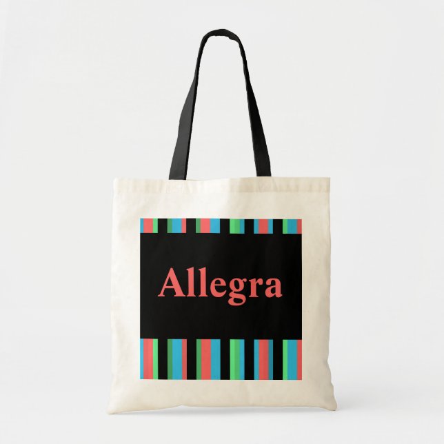 Allegra Söt Stripe Tote Bag Tygkasse (Framsidan)