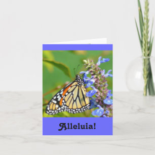 "ALLELUIA HE HAR RISEN" GLAD PÅSK/BUTTERFLY PÅ HELGKORT
