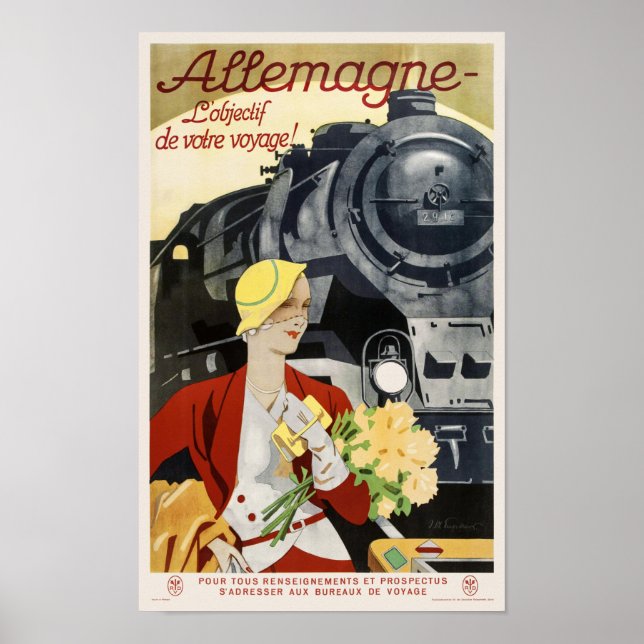 Allemagne Tyskland Railroad Vintage affisch 1928 (Framsidan)