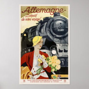 Allemagne Tyskland Railroad Vintage affisch 1928