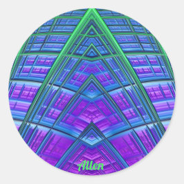 ALLEN ~ Coola! Grönt Lila Blue Geometric ~ Runt Klistermärke