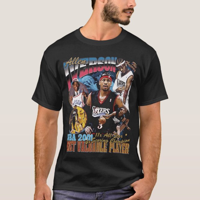 Allen Iverson Vintage Basketball Player T Shirt (Framsida)