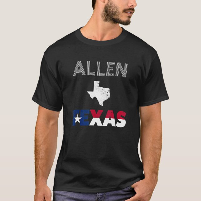 Allen TX Texas flag tourist native souvenir T Shirt (Framsida)