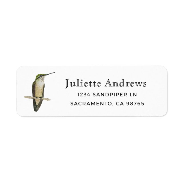 Allens Hummingbird Return-etikett Returadress Etikett (Framsidan)