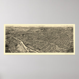 Allentown, PA Panoramic Karta - 1922 Poster