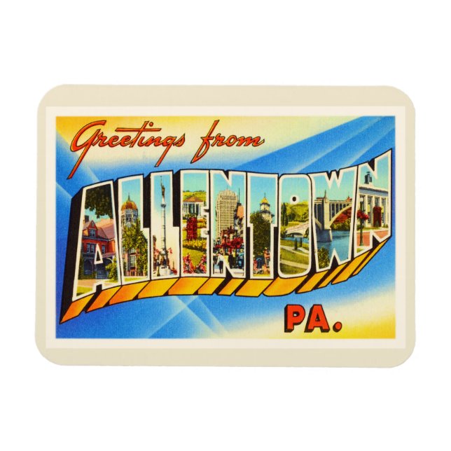 Allentown Pennsylvania PA Vintage resor Souvenir Magnet (Horisontell)