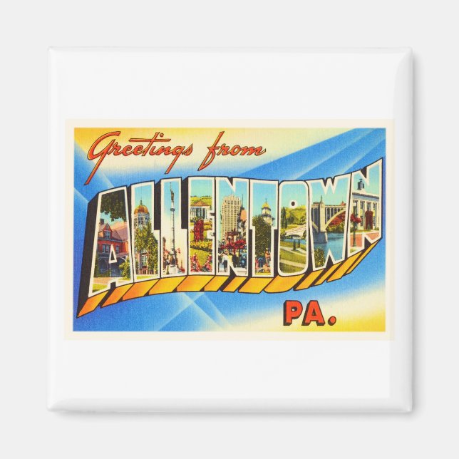Allentown Pennsylvania PA Vintage resor Souvenir Magnet (Framsidan)