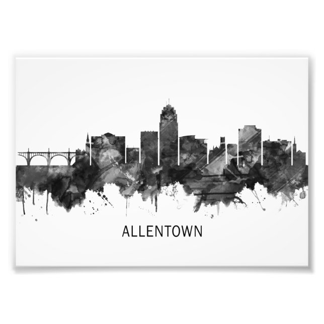 Allentown Pennsylvania Skyline BW Fototryck (Framsidan)