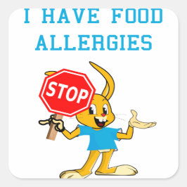 Aller-Bunny STOP-Bunny Food Allergies Sq Stickers2 Fyrkantigt Klistermärke