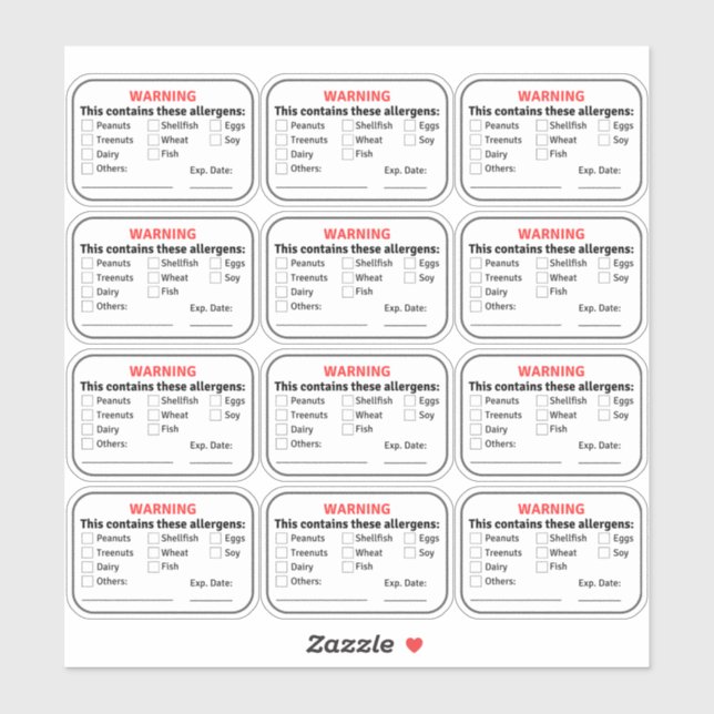 Allergen Food Labels Klistermärken (Ark)